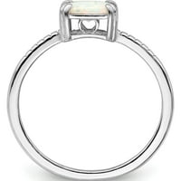 Sterling Silver Rodium polirani kvadratni bijeli stvorio je opal prsten izrađen u Kini QR7328-6