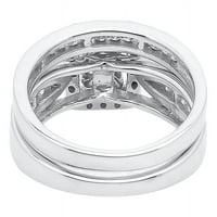 Quad Diamond Halo Bridal prsten set u bijelom zlatu od 10k