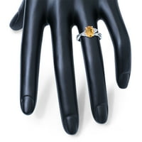 Ženski citrinski i dijamantski prsten za citrinu i dijamant u 10k bijelom zlatu
