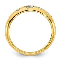 14k žuti zlatni polirani real dijamantski prsten za prskanje