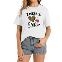 Bejzbol sestra Leopard Srce smiješno majke Dan Ženske grafičke majice s jedinstvenim otiscima - ljetno