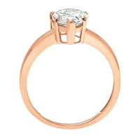1.5ct kruška rezana bijela safir 14K ružičasto zlatne godišnjice ružine za angažman prsten veličine