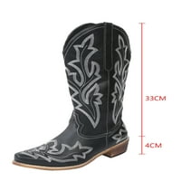 Sanviglor Womens Cowgirl Boots Wide-Calf Western Boot vezene vintage cipele Zimska casual moda MID CALF