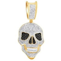 CTTW okrugli crno-bijeli prirodni dijamant izlećeni hip hop nakit lubanja Privjesak s lubanjem u 14K čvrstog žutog zlata