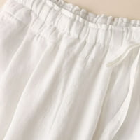 Fartey ženske pamučne pantalone s potezom elastičnih visokog struka casual pantalone labave udobne džepove