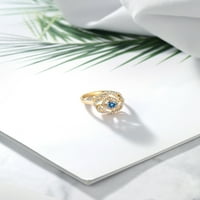 Gem Stone King 18K žuti pozlaćeni srebrni prsten Perzijski plavi moissinite