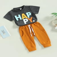 Gupgi Kids Baby Boy Spring Opruga, Skraćeno slovo Pismo Ispis majica Pocket hlače