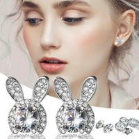 Duhgbne modni zec minđuše srebrni puni rhinestone uskršnji zečje minđuše minđuše mina mini dijamantne