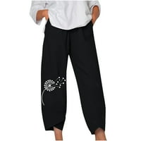 Ženski džep elastične struke hlače opuštene fit cvjetne tiske duge hlače, casual plus sizene salonske