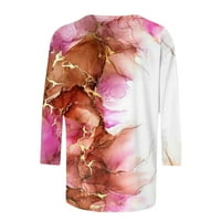 Funicet Womens Plus veličine vrhova rukava cvjetni slatki vrhovi crew-vrat Flowy Tshirts majica Spring