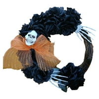 Halloween vijenac za ulazna vrata Umjetna ruža Spider lubanja Ručna ručna luba Crno cvijeće Dekorativni
