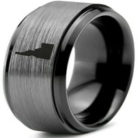 Tungsten Idaho GEM Državni bend prsten za muškarce Žene Udobne fit crni korak Bevel Edge brušeno sivo