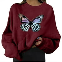 Teen Girls Butterfly Ispiši dukseri za žene prevelizirani pulover vrhovi udobne dugih rukava sa kaputama
