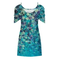 Ljetne haljine za prodaju za žene plus veličine kratkih rukava za tisak cvjetnog uzorka Okrugli vrat