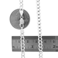 Nuragold 14k bijeli zlatni čvrsti kubanski lanac privjesak ogrlica, muški nakit jastog kopča 16 18 20