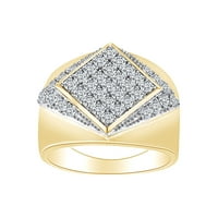 Okrugli oblik simulirani bijeli kubični cirkonijski muškarni prsten za muškarce 10k čvrsto zlato