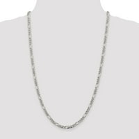 Čvrsti sterling srebrni PAV_ Flat Figaro lanac ogrlica 24 - sa sigurnosnim kopčom za lobster