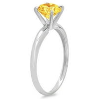 CT sjajan okrugli rez Clear Simulirani dijamant 18k bijeli zlatni pasijans prsten sz 6.25