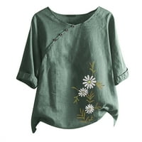 Ženske vrhove grafički tees kratki rukav Okrugli košulja iz vrata Summer Plus veličina vrhova mint zelena