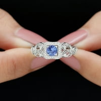 Vintage inspirirani prsten za žene - tanzanitni prsten sa dijamantom, srebrnim srebrom, SAD 7,00