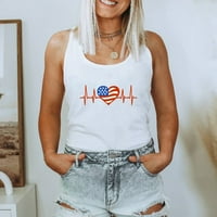 Ženska patriotska grafička majica Strip Stripes Stripes Dan neovisnosti Ispiši labav prsluk okrugli
