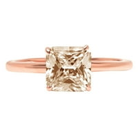 2.5ct Asscher Cut Champagne Simulirani dijamant 18K ruže Gold Gold Anniverment prsten veličine 9,75