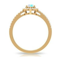 1ct okrugli rez Moissinite 14K žuti zlatni halo prsten za žene za posebnu priliku