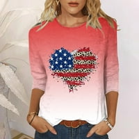 Ženske američke zastave 4. jula Zvijezde Stripes TEE Labavi patriotski T majica Kontrastni boja majica