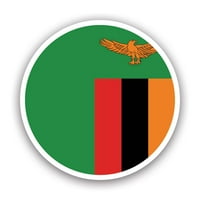 Okrugla Zambijska naljepnica zastava - samoljepljivi vinil - Vremenska zaštitna - izrađena u SAD - Zambija