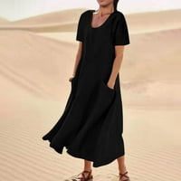 Ljetne haljine za žene plus veličine Clearence kratki rukav čvrsta boja mekana udobna dugačka haljina