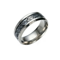 Cara Lady Titanium čelični zmajski prsten sa srebrnim zlatnim zmajem od nehrđajućeg čelika Crna
