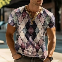 Muška košulja Ljeto tiskana majica na otvorenom retro gumb labav kratki rukav vrhunsko ljubičasti MULPLE