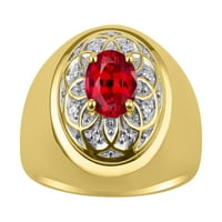 Muški prstenovi 14k žuti zlatni dizajner ciganski ovalni dragulj i originalni pjenušava dijamantski