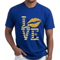 Cacomomrkark pi unise crewneck majice Love Print Classic Comfort Blues Valentines Tops Plava