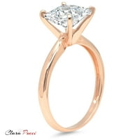 0. CT sjajna princeza Clear Simulirani dijamant 18k ružičarski zlatni pasijans prsten sz 10.25