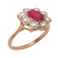 Britanci napravio 9K ružičasti zlatni prirodni rubin i kultivirani prsten od bisera - veličine - veličine