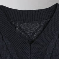 Vivianyo HD džemperi za žensko čišćenje plus veličina Ženska V-izrez Multicolor Pleted Solid džemper