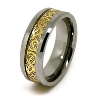 Polirani vulsten vjenčani trake sa zlatnim bojama Celtic Dragon Inlay
