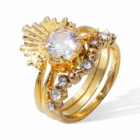 Prsten set za muškarce od nehrđajućeg čelika svijetli cirkonski prsten okrugli bijeli kameni nakit modni
