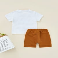 Ljeto odijelo LieReram Baby Boy, mjesečno pismo Ispis kratkih rukava + džep elastični šarke za struk