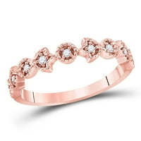 14k Rose Gold okrugli dijamant cvjetni prsten za slaganje CTTW