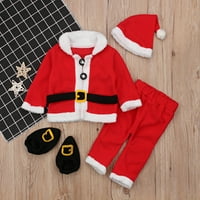 Baby Božićna odjeća novorođenče Santa Top Hlače HAT polupira odjeću Božićni kostim zimski set za bebe