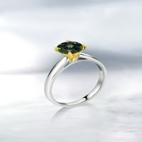 Gem Stone King 1. CT Okrugli zeleni mistik Topaz 10k bijeli i žuti zlatni prsten