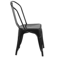 Linijski nameštaj Crna metalna stolica sa bistro-stilom