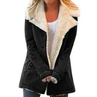 Zimski kaputi za žene Fuzzy Fleece obložene jakne plus veličina FUR KUR LEAL Vintage gumb prema dolje