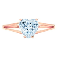 1.0ct Heart Cut plavi simulirani dijamant 14k ružičasti ružičasti zlato graviranje Izjava godišnjica