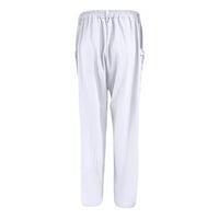 Farstey pamučne posteljine Ljetne hlače Žene prozračne ležerne pantalone sa čvrstim bojama sa džepovima