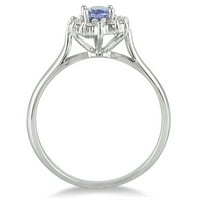 Ženski 6x tanzanit i dijamantni cvjetni prsten u 10k bijelom zlatu