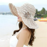 Ženske elegantne cvijeće ljeto Veliki široki rub šešir za žene-kaki