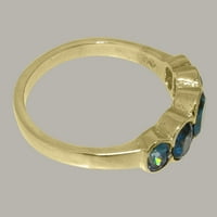 Britanci napravio 10k žuto zlatni prsten sa prirodnim London Blue Topaz ženskim prstenom - Opcije veličine